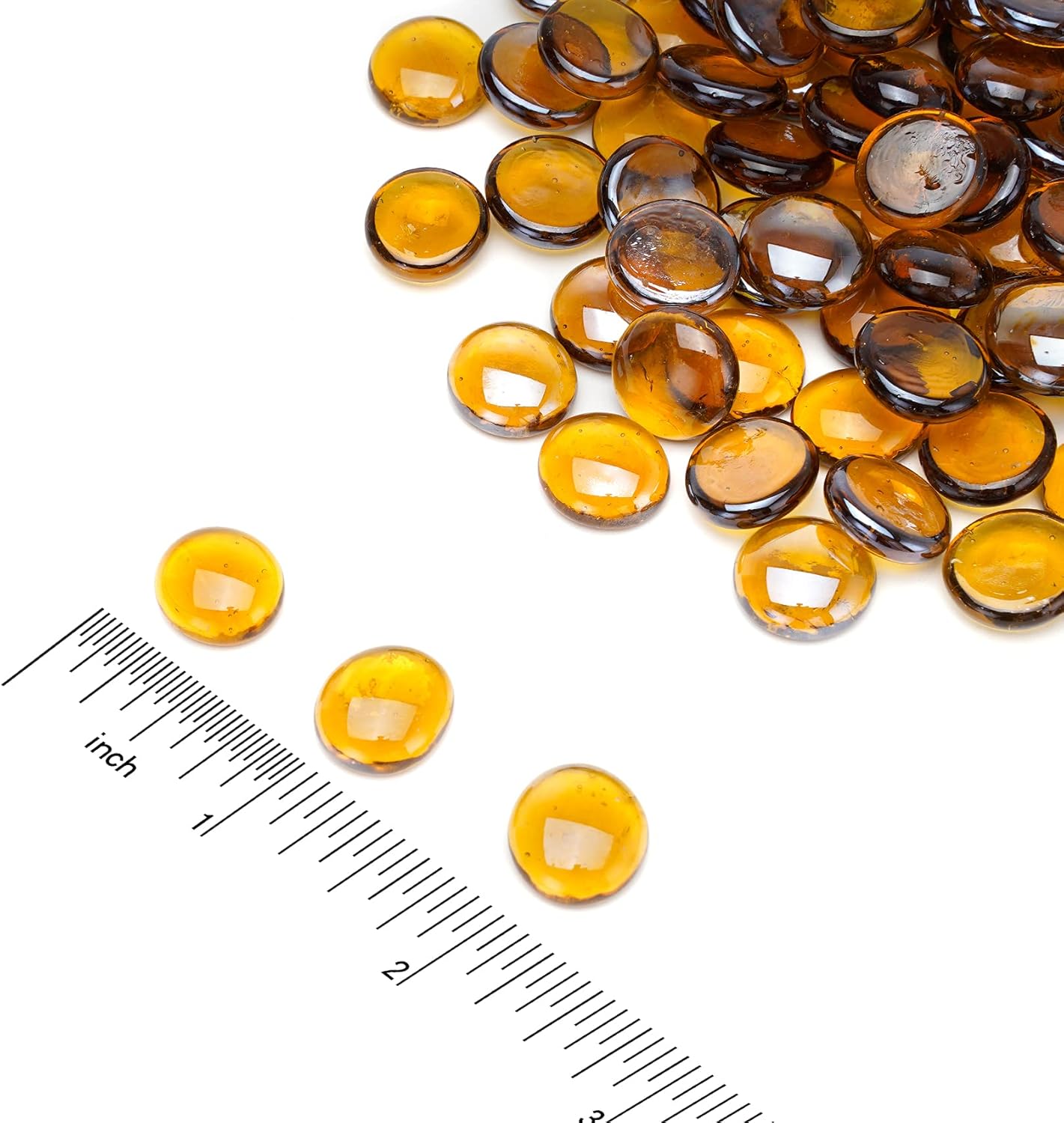 Skyflame 10-Pound Fire Glass Beads for Fire Pit Fireplace, 1/2-Inch Size Caramel Reflective Decorative Blended Fireglass Drops for Landscaping