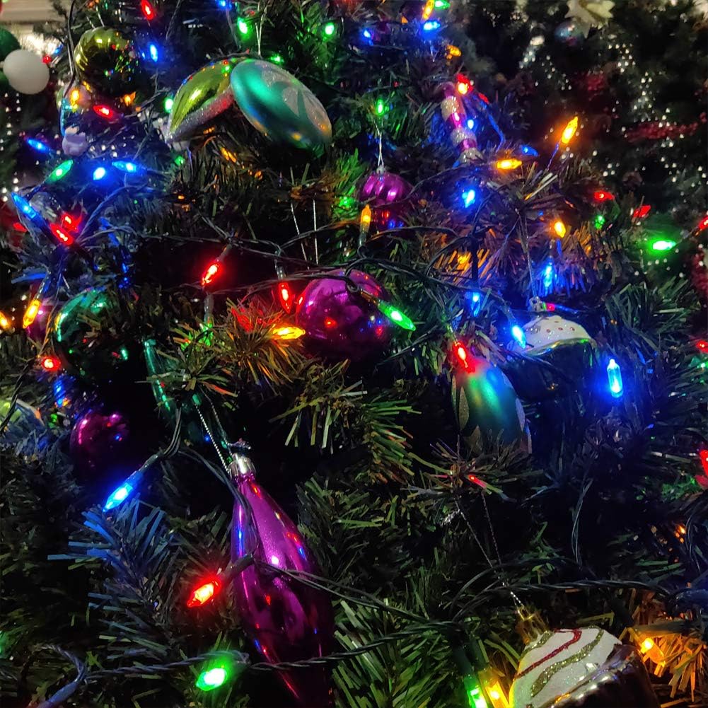 50-Count 8 Modes Christmas Lights with Timer, 18ft Battery Operated String Light Mini Lights Set for Indoor Outdoor Wreath Decor Christmas Tree Thanksgiving Day, Multicolor