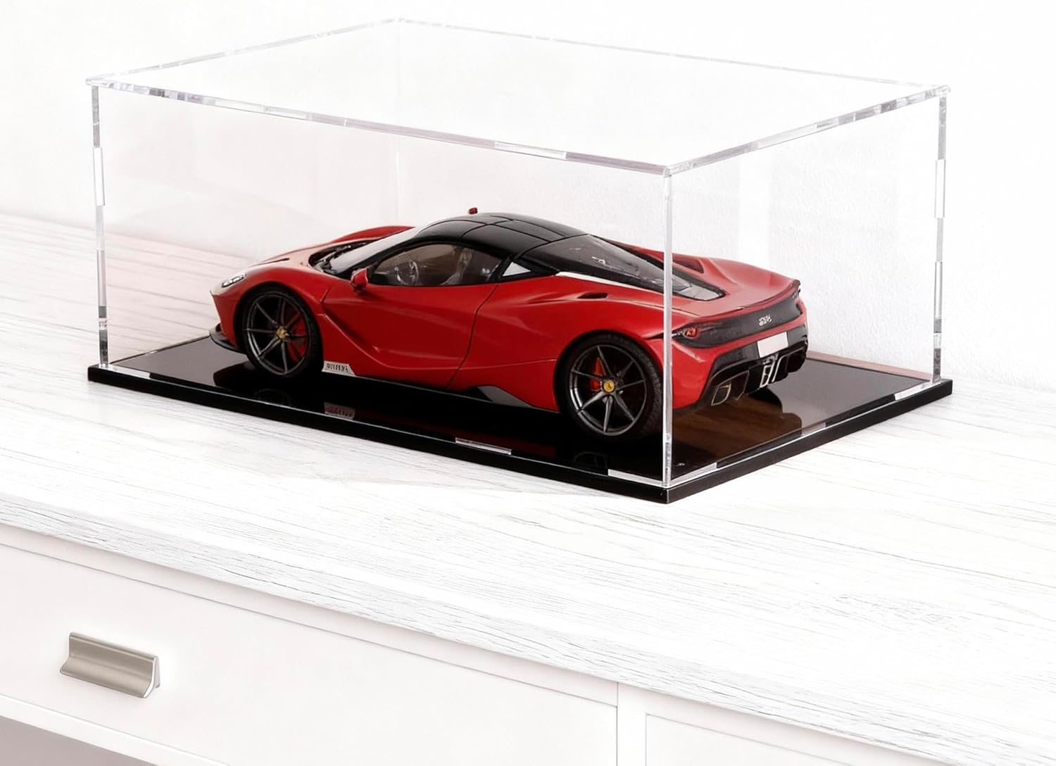 Acrylic Box with Matte Black Base, Simple Self-Assembly Clear Acrylic Display Case, Cube Dustproof Showcase with Lid for Collectibles, Toys and Jewelry (10x5x5 inch)