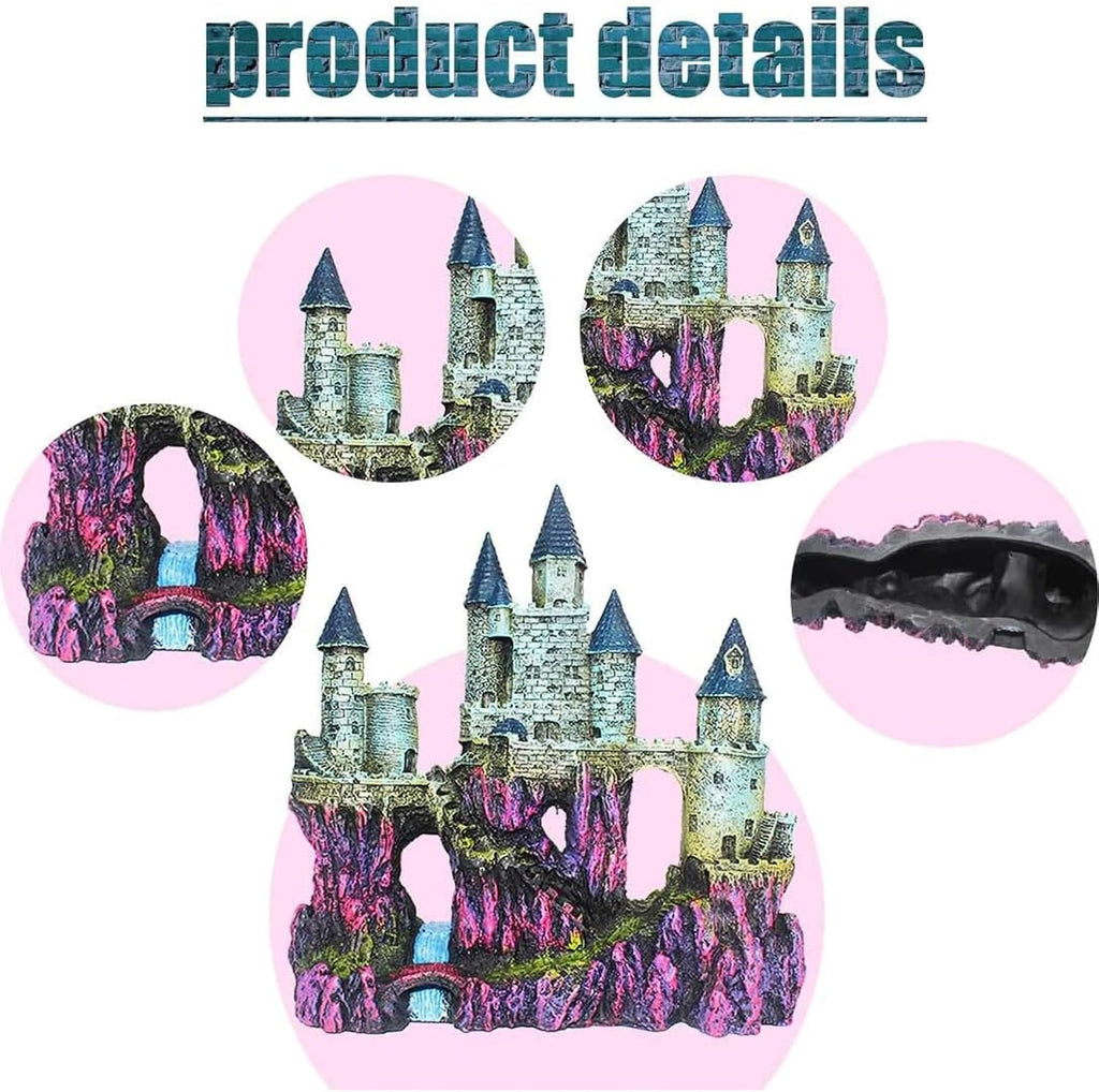 Aquarium Castle Decor, Resin Castle for Fish Tank with Randomly Color Plants Decorations Accessories for Freshwater and Saltwater Fish Tanks