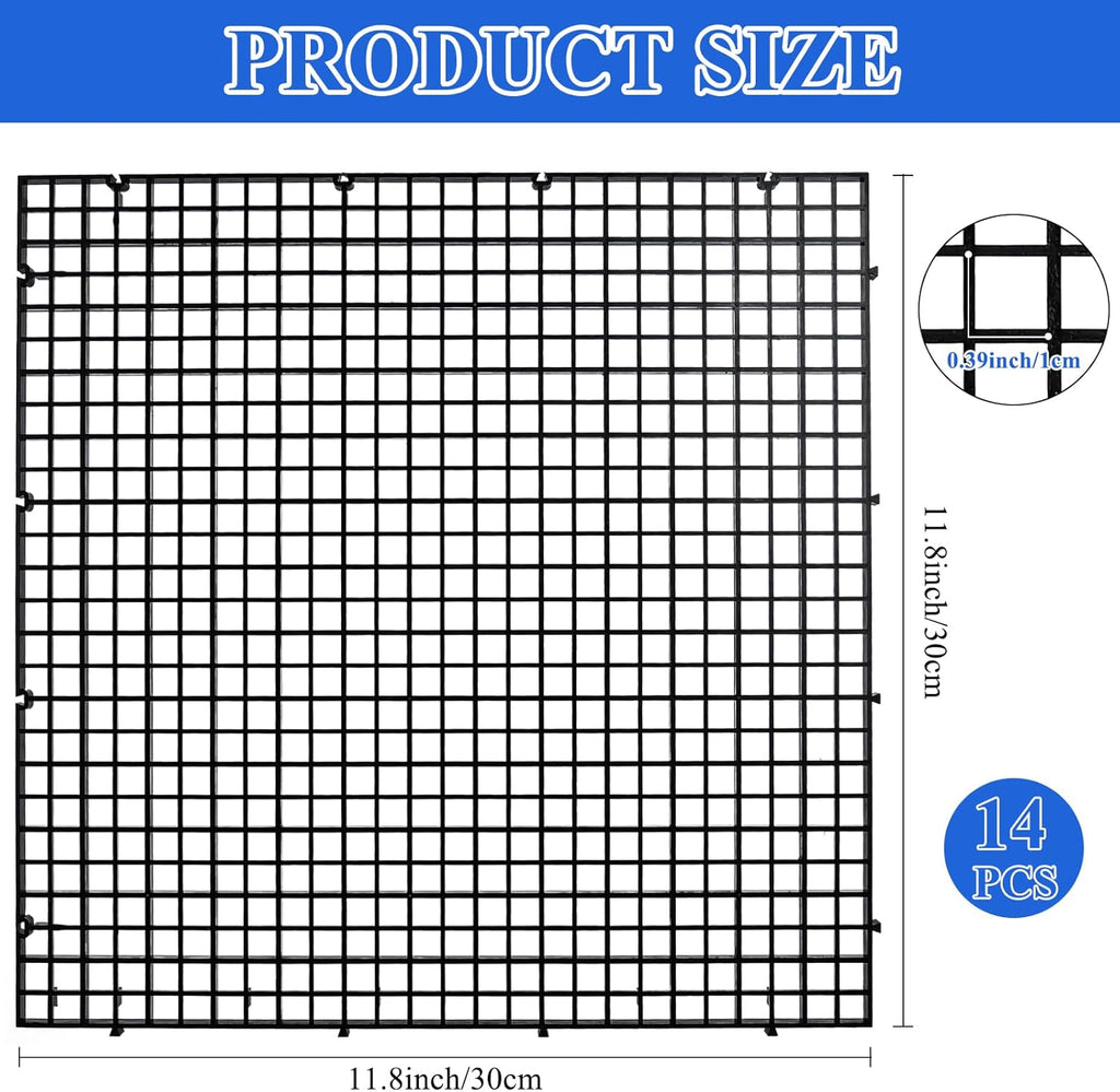 Supkiir 14pcs Aquarium Fish Tank Divider, Plastic Grate Isolation Board Partition, Black Aquarium Filter Bottom Tray Egg Crate Light Diffuser Grid Panel