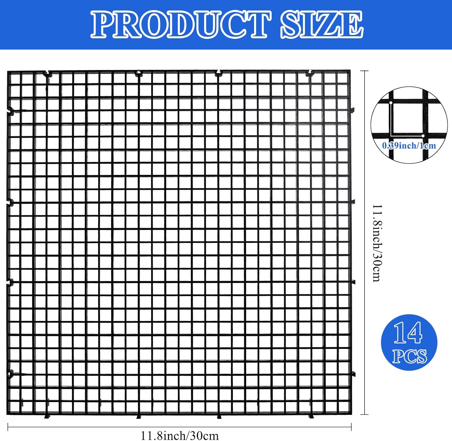 Supkiir 14pcs Aquarium Fish Tank Divider, Plastic Grate Isolation Board Partition, Black Aquarium Filter Bottom Tray Egg Crate Light Diffuser Grid Panel