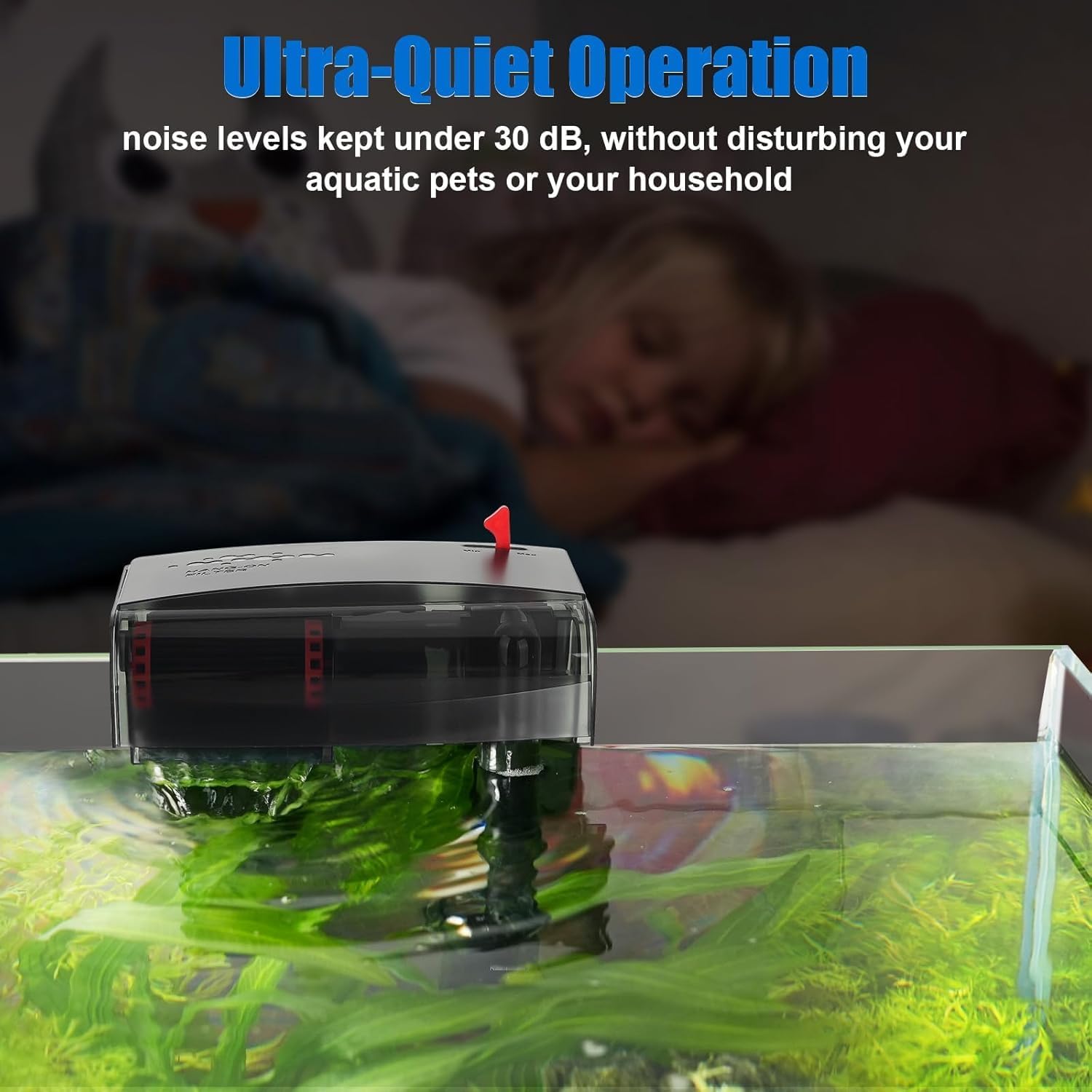 AQQA Aquarium Filter 10-30 Gallon Fish Tank Filters with Bio-Wheel Power, Hang on Back Aquarium Filter, Adjustable Flow Hob Filter, Quiet Efficient and Silent Operation (8W 110 GPH)