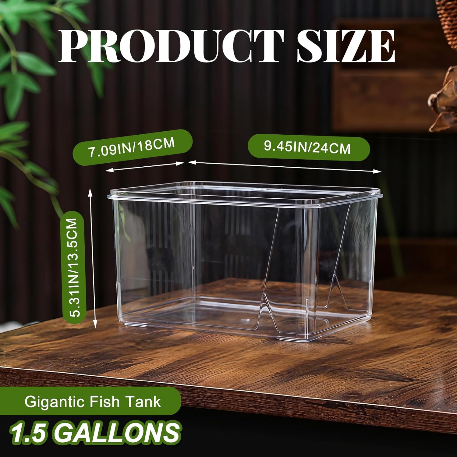 Geelin 1.5 Gallon Plastic Fish Tank Large Bowl Shatterproof with Crystal Clear Clarity for Terrarium, Flower Vase Centerpiece Gift for Fish Lovers(Square)