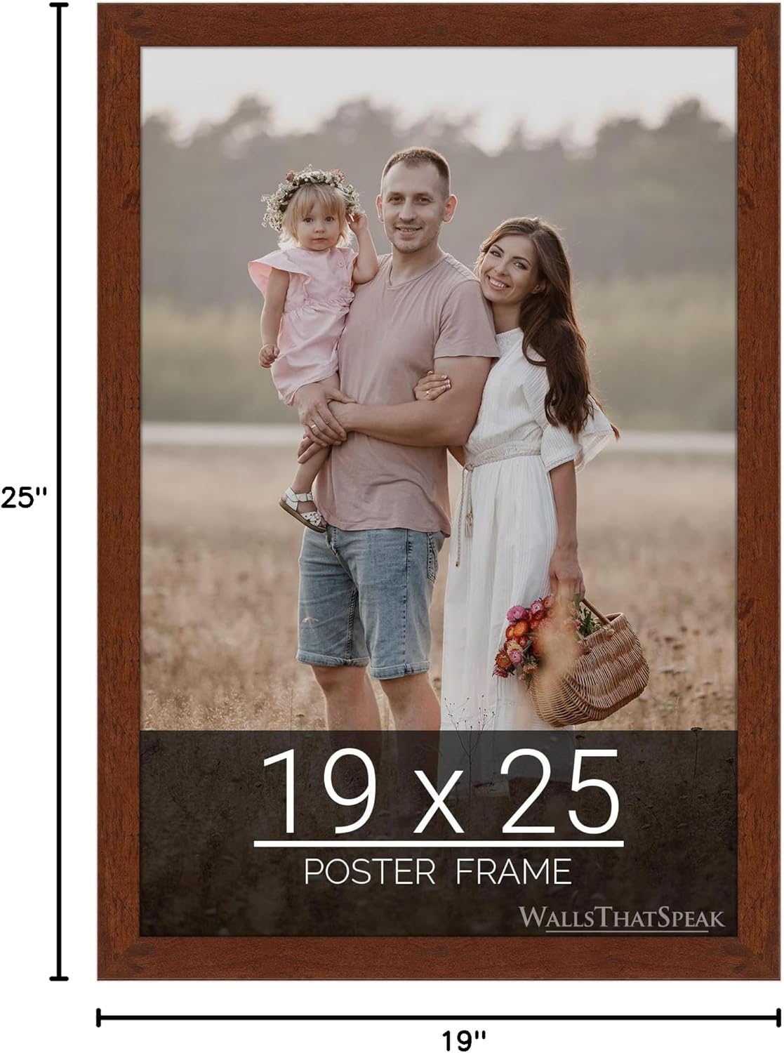 wallsthatspeak 19x25 Dark Walnut Rustic Pine Picture Frame for Puzzles Posters Photos or Artwork
