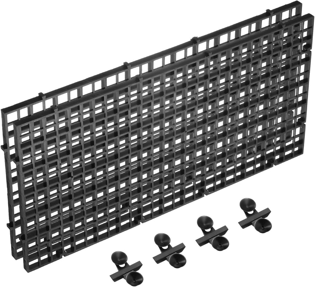 uxcell 2Pcs Aquarium Fish Tank Divider, 12x6 Inch Plastic Egg Crate Light Diffuser Grid Filter Bottom Partition Separator with Sucker Clips and Suction Cups for Aquarium, Black