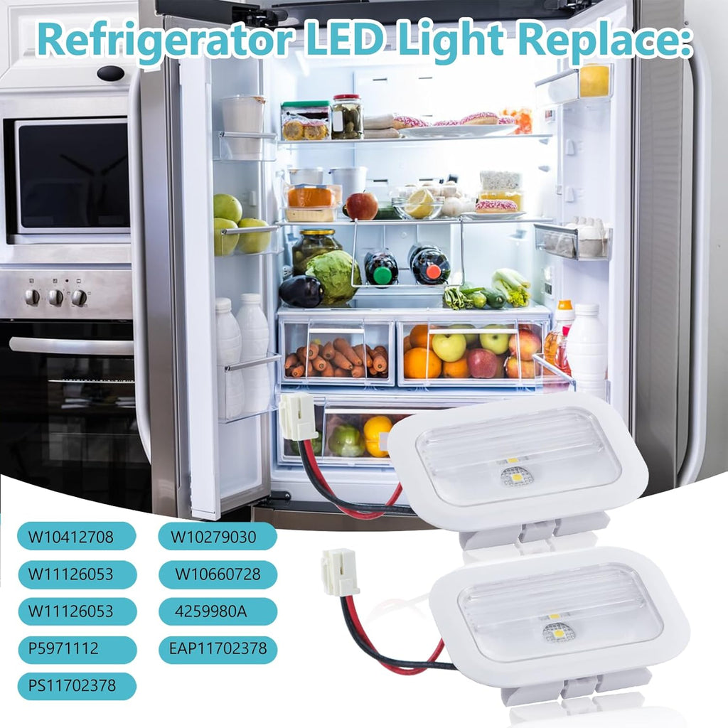 Refrigerator lighting accessories 2-Pack W10695459, W10843353, W11205083 Refrigerator LED Light Board Module Assembly Compatible with Whirlpool,Maytag,Replace W11126053,W10660728,W10279030