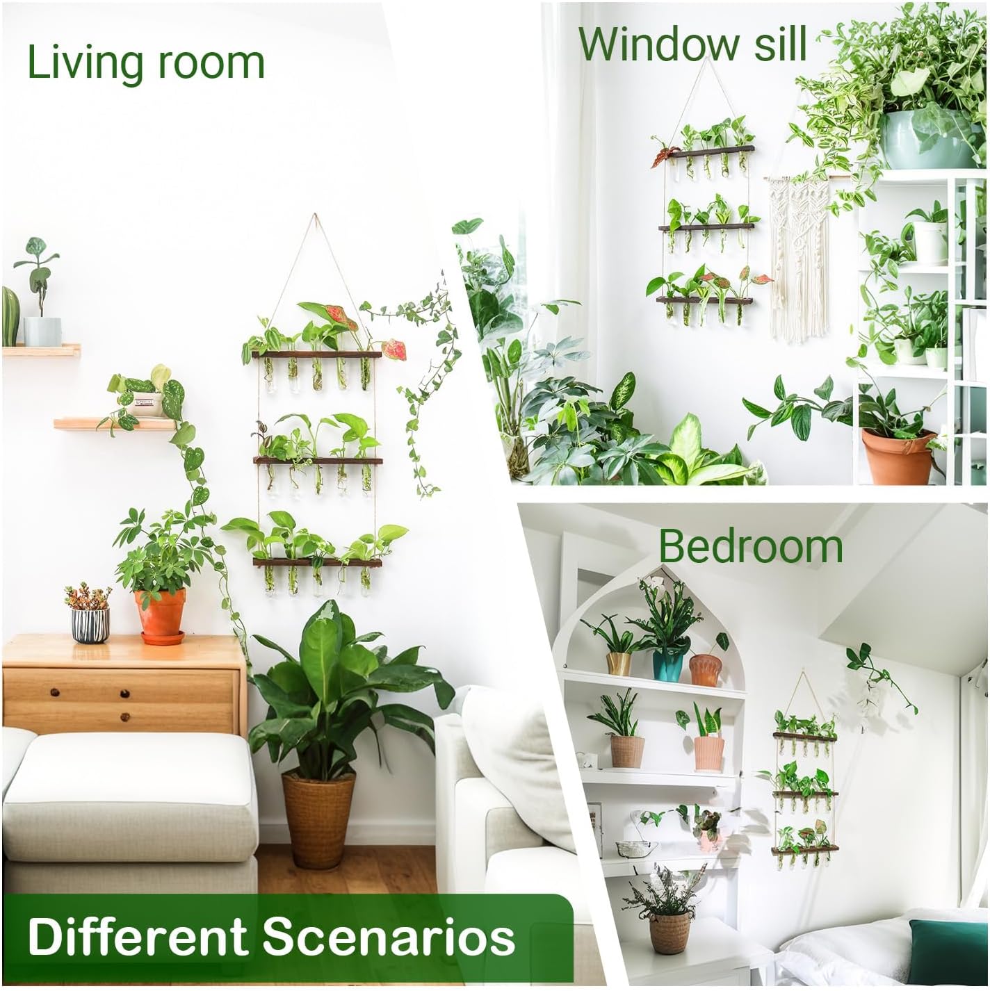 Propagation Station, Plants Terrarium, Plants Lover Gifts for Women,Plant Cutting Holder Home décor,Gifts for Women,House Warming New Home-15 Tubes-Brown