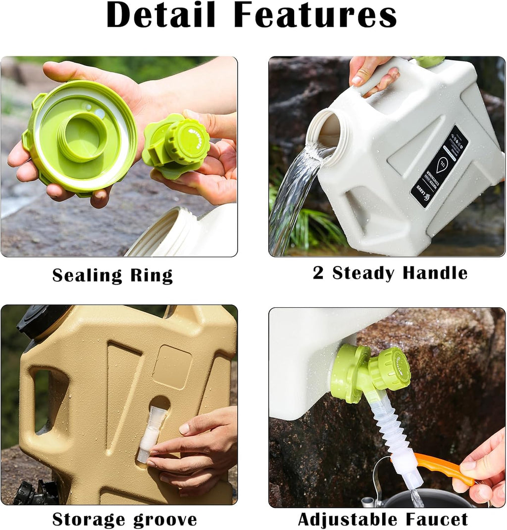 3.2 Gallon Water Jug with Spigot, BPA Free Leak-Proof Camping Water Container, Portable Emergency Water Storage for Outdoor Hiking, Camping, Home Use