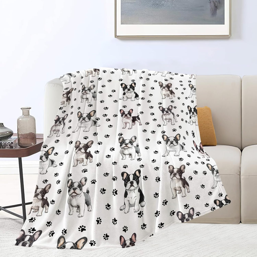 Boston Terrier Throw Blanket French Bulldog Frenchie Puppy Stuff Gifts for Dog Lover Kids Girls Boys Adults Women Men Soft Cozy Warm Plush Fluffy Fuzzy Fleece Blanket Decor 50''X60''
