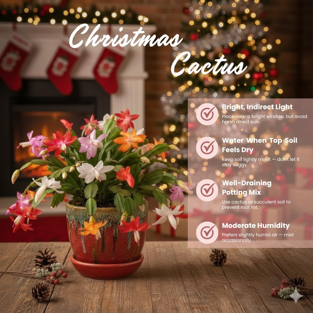 2 Yellow Christmas Cactus Plants, Thanksgiving Cactus 3-6 Inch Tall, Winter Succulents Flowers Container Hanging Basket Indoor Outdoor Planting