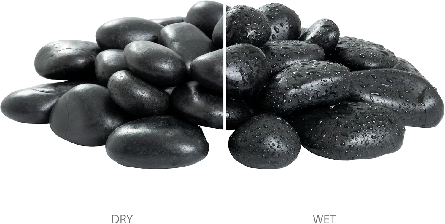 MSI Decorative Polished Black Pebbles, 1.2 inch - 2 inch, 40 lb. Bag(Pallet/ 55 Bags)