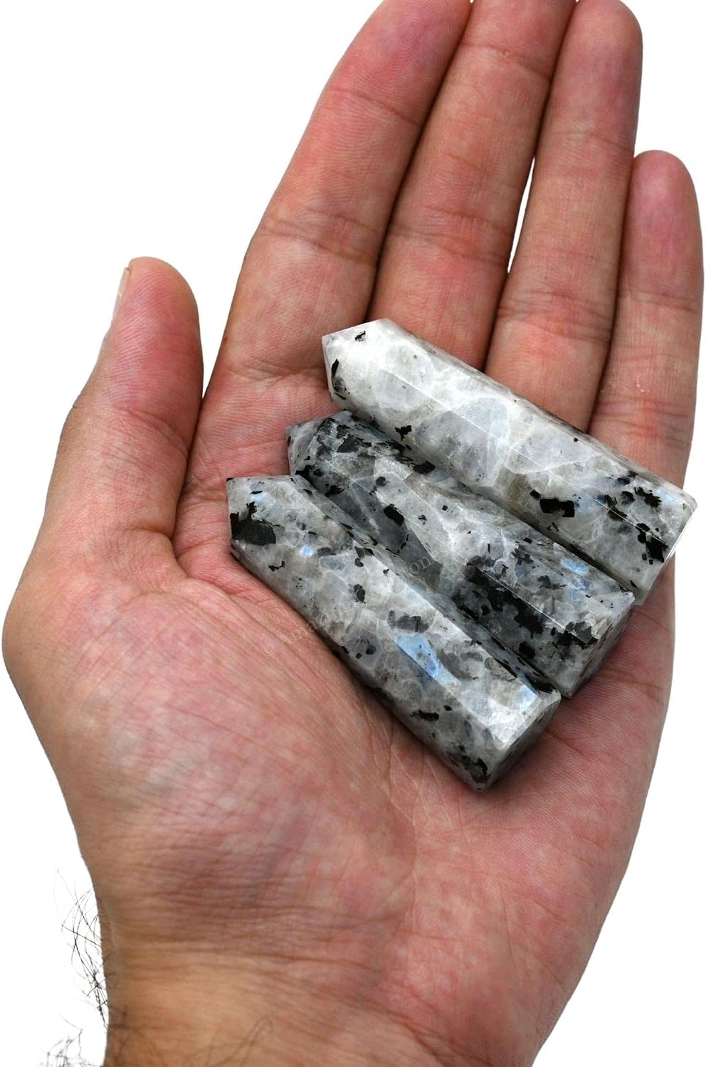 Amazing Gemstone Rainbow Moonstone Crystal Towers ~ Natural Healing Crystal Point Obelisk for Reiki Healing and Crystal Grid (2" to 3" INCH)