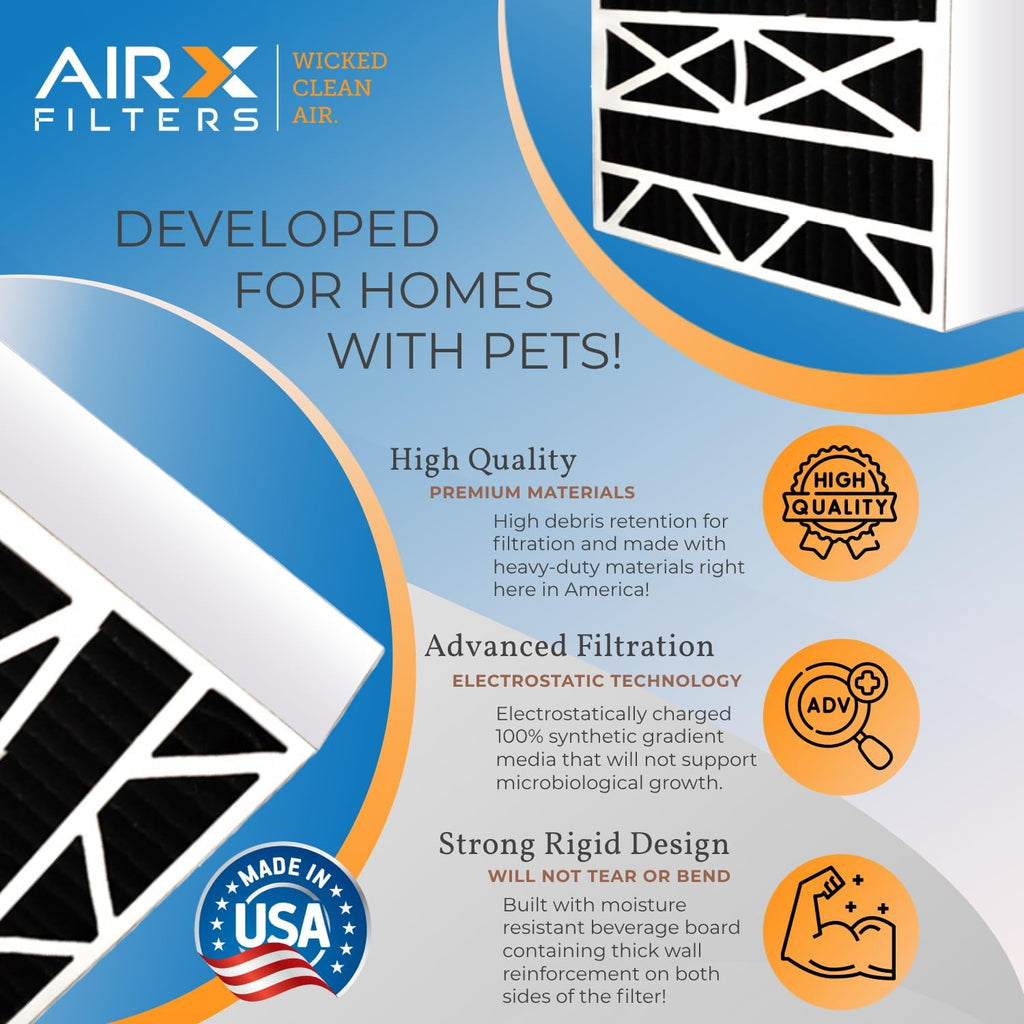 AIRX FILTERS WICKED CLEAN AIR. 16x25x4 Air Filter Odor Eliminator Carbon Filter MERV 8 Compatible with Honeywell FC100A1029 EXPXXFIL0016 2 Pack