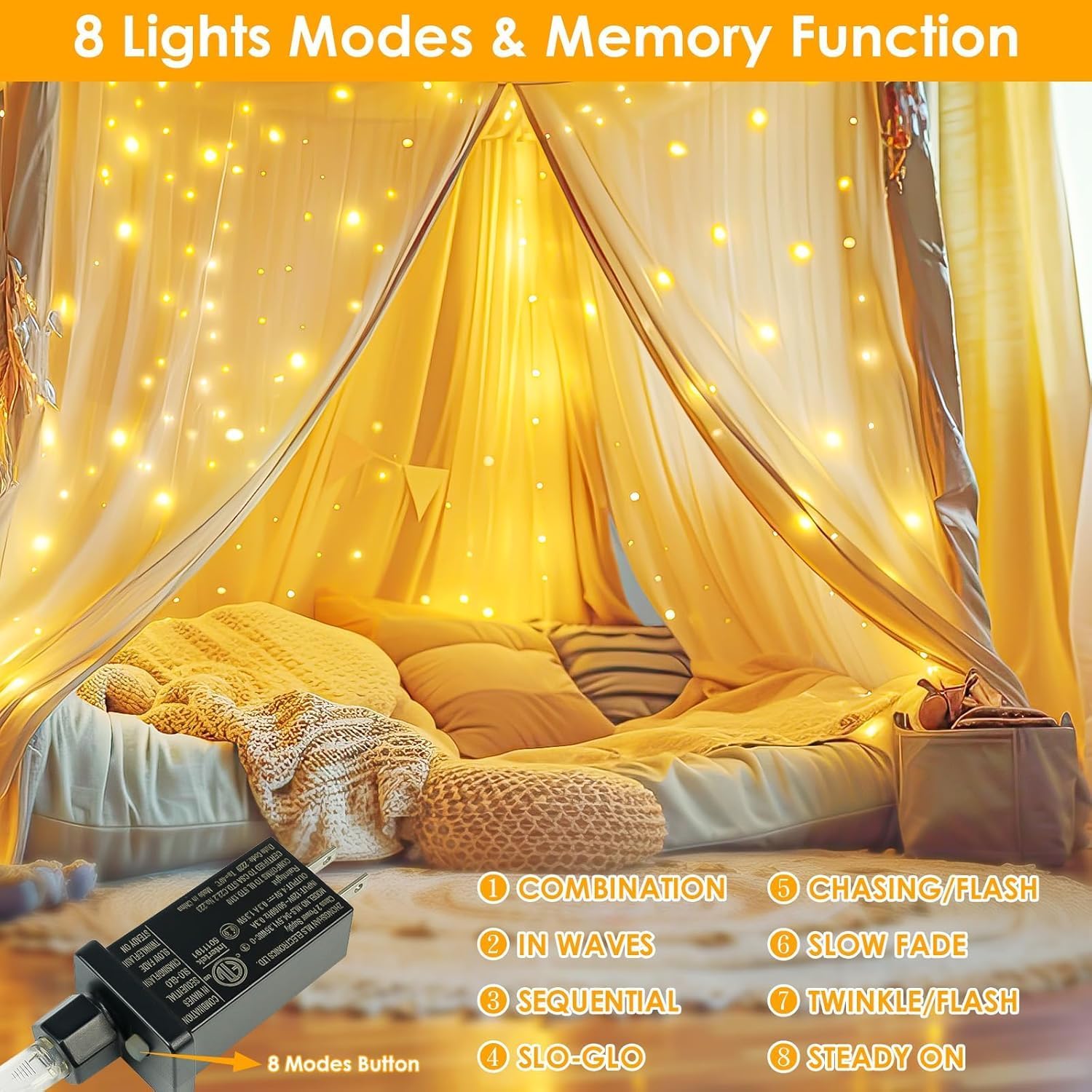 2Pack Each 66Ft 200LED Christmas Fairy Lights Plug in with Remote, Waterproof Twinkle Lights Outdoor Indoor, String Lights 8 Modes with Timer for Girl's Room Garden Christmas Decorations (Warm White)