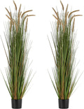 VEVOR Artificial Grass Plant, 2 Pack 59 inch Horsetail Reed Grass in Pot, Premium PVC Faux Fake Greenery Shrubs Plant for Indoor Outdoor House Home Garden Office Room Décor, Housewarming, Green