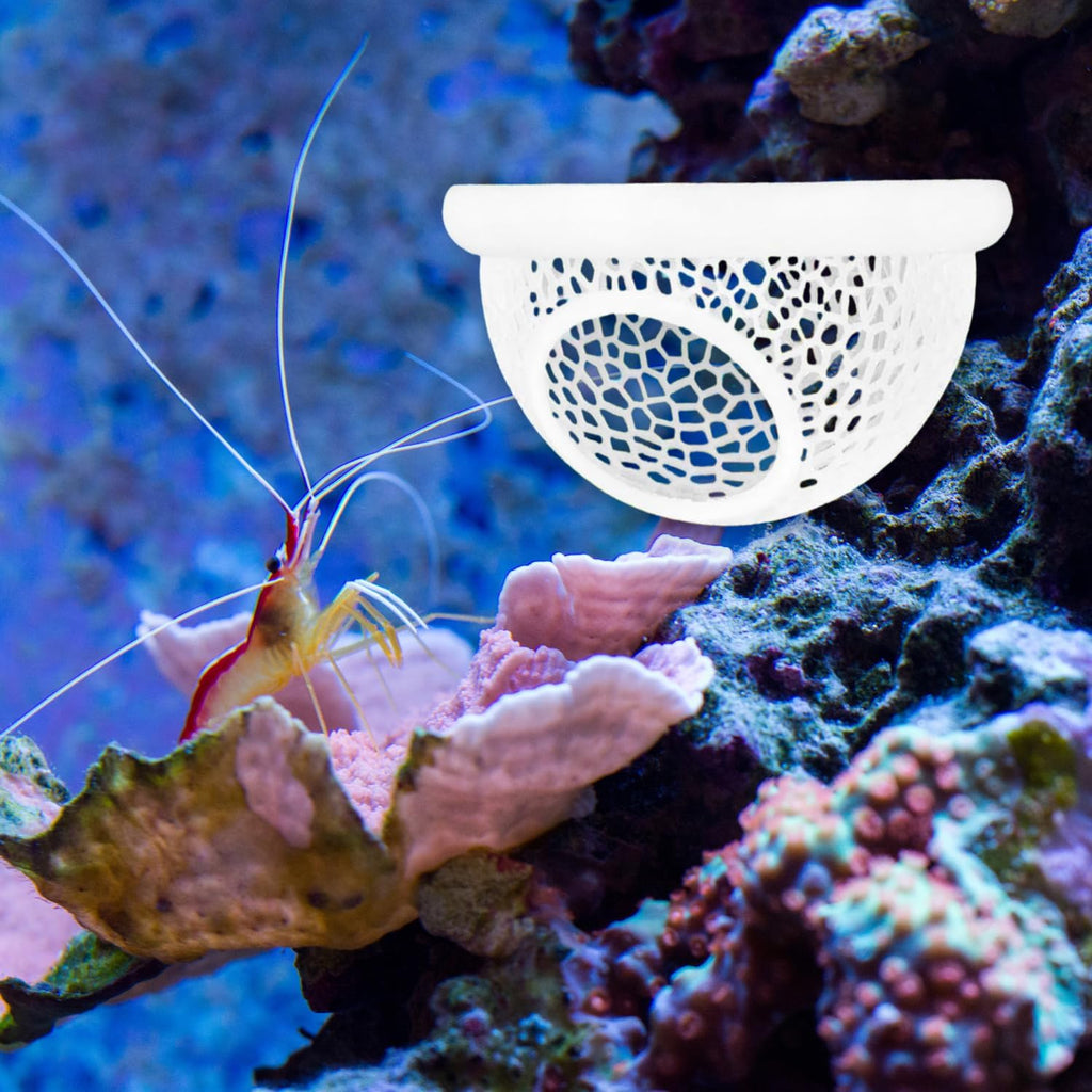 Floating Betta Hide & Shrimp Tank Accessories: 3D Printed Aquarium Decor, Multi-Functional Betta Hammock and Feeding Ring, Stress-Free Resting Spot for Small Fish Tank,Small White