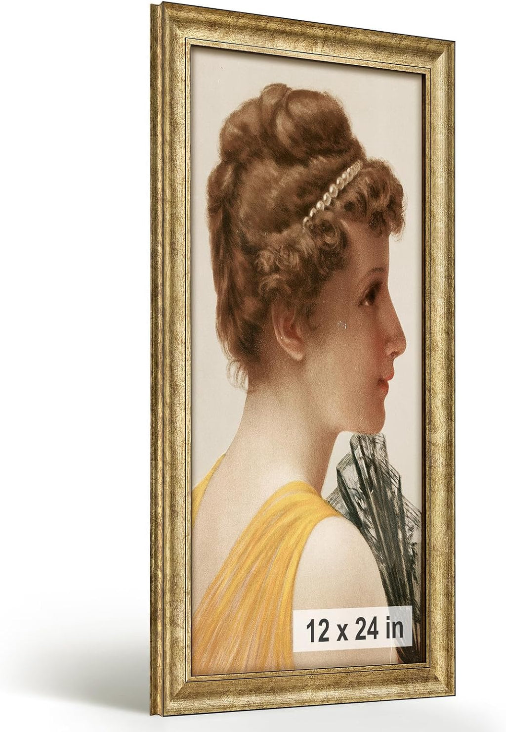 HLiWEGNS Antique Gold 12x24 Frame – Poster Frame with Aged Gold Finish – Picture Frame for 12 x 24 Artwork, Canvas Prints, Puzzles, and Wall Decor