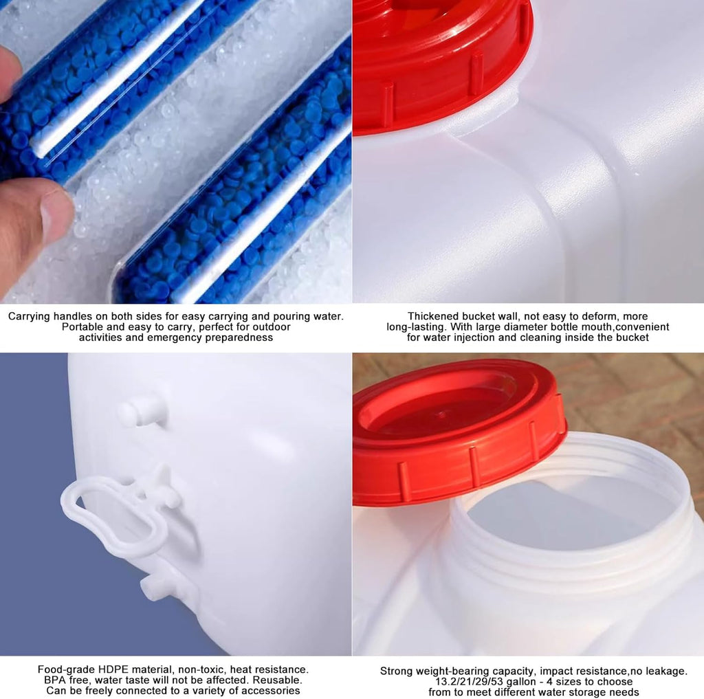 Large Water Storage Tank BPA Free Water Jug Container with Spigot, Portable Food Grade Plastic with Wide Opening for Outdoor Camping Hiking RV Emergency(Size:110L,Color:White)