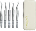 High Precision Lash Tweezers for Individual and Volume Eyelash Extensions Premium Stainless Steel Curved Fiber Tip Professional Isolation Tweezer