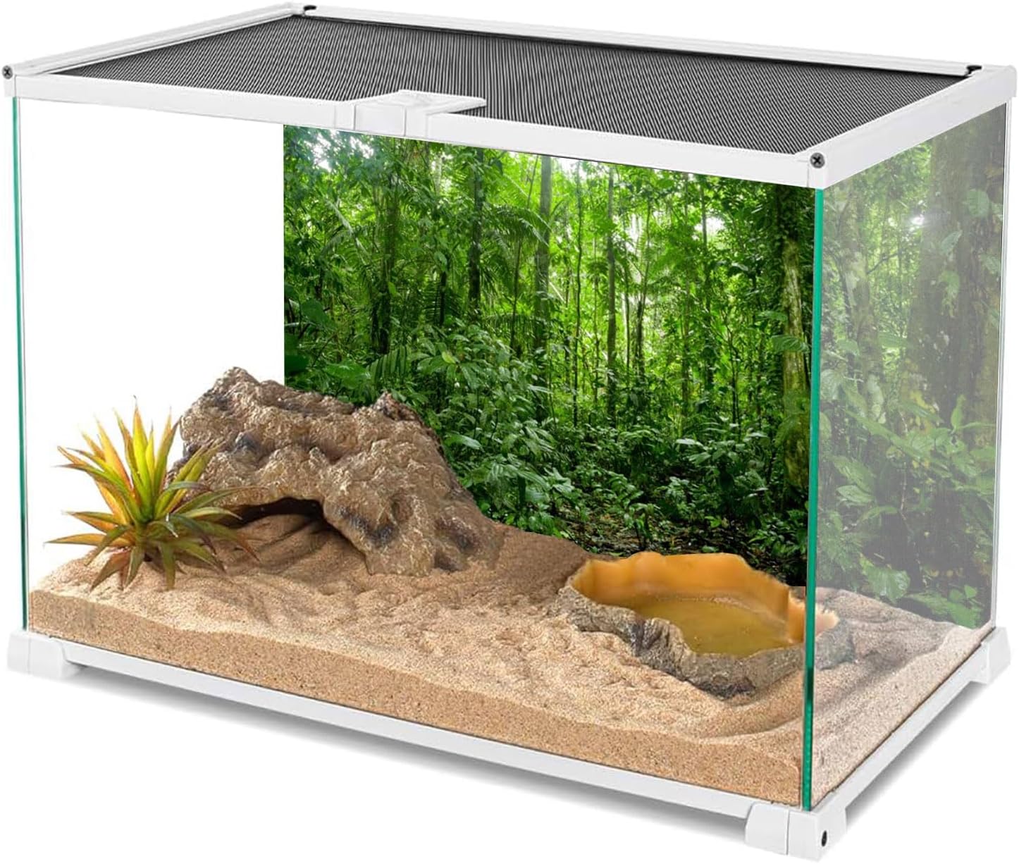 AWERT 48x24 inches Terrarium Background Tropical Aquarium Background Green Huge Tree Rainforest Reptile Habitat Background Durable Polyester Background