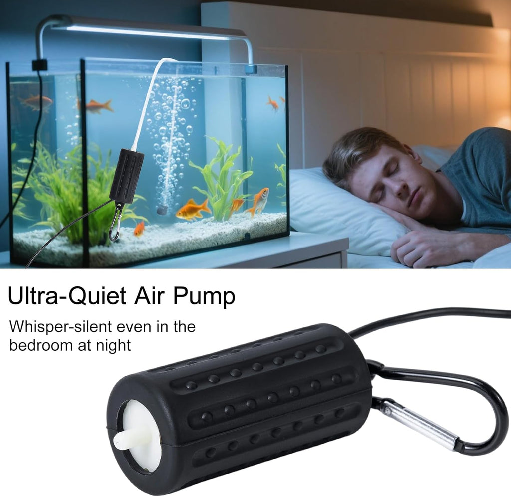 Aquarium USB Air Pump, Handsandrais Ultra Durable and Quiet Fish Tank Air Pumps, Mini USB Nano Pump with Energy Saving - Black