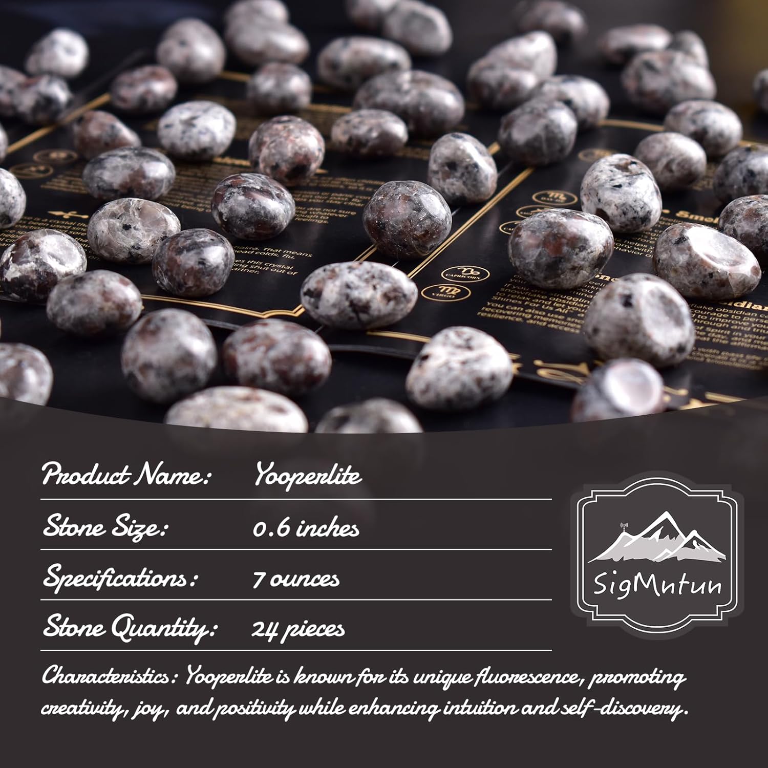 Yooperlite Healing Crystal Stone Set - 24 Pieces, 0.6" Natural & Polished Stones for Healing, Meditation, Reiki, Chakra, Crafting & Decoration