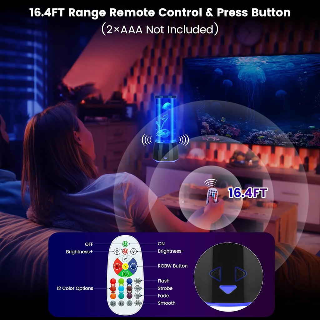 Jellyfish Lamp 17 Color Changing with 4 Modes, Electric Jellyfish LED Mood Lamp Tank Table Night Light Home Decor for Relax, Christmas Birthdays Gifts for Girls Kids Women (Black)
