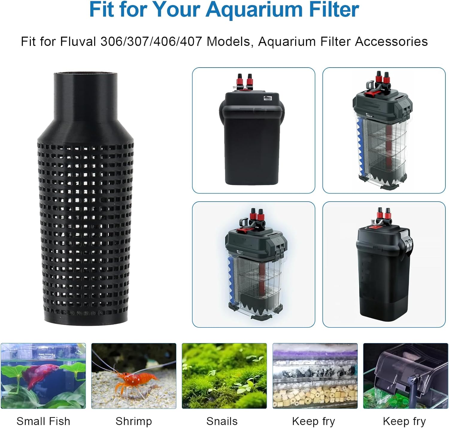 Aquarium Intake Guard, Aquarium Filter Intake Guard Fits for Fluval 306/307/406/407 Models, Fish Safe Filter Cover Aquarium Filter Accessories