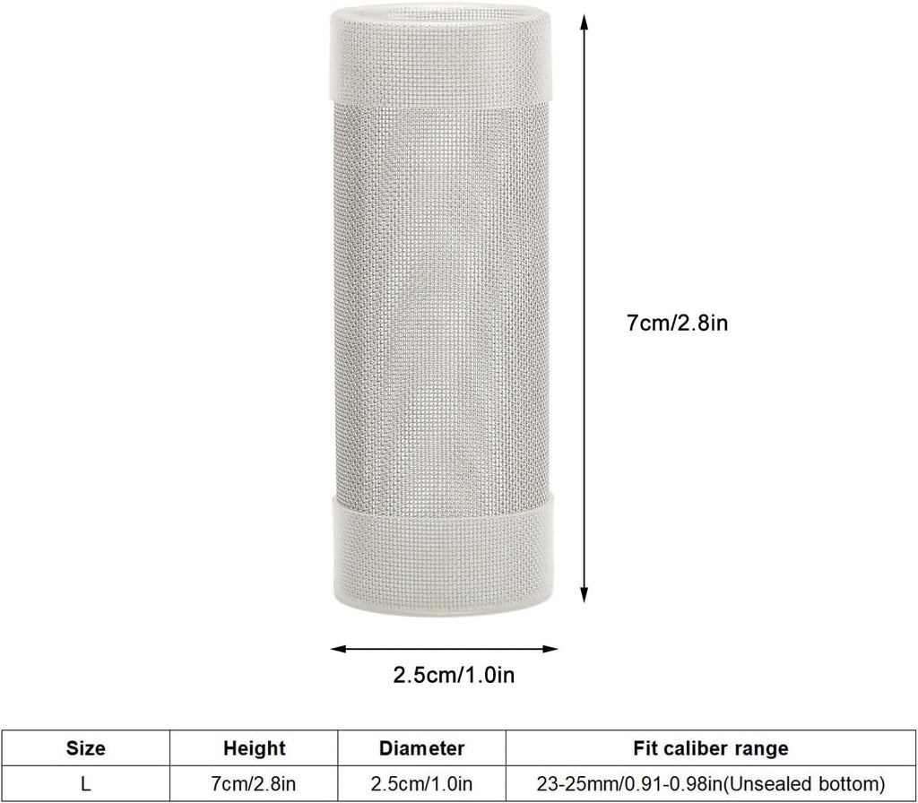 Tnfeeon Stainless Steel Mesh Inflow Aquarium Filter Guard Intake Cover for Shrimp and Fish Aquarium Intake Filter Mesh Cover Fish Mesh Net Strainer Tube Filter Accessory (L)