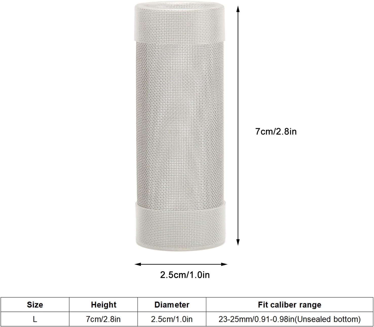 Tnfeeon Stainless Steel Mesh Inflow Aquarium Filter Guard Intake Cover for Shrimp and Fish Aquarium Intake Filter Mesh Cover Fish Mesh Net Strainer Tube Filter Accessory (L)