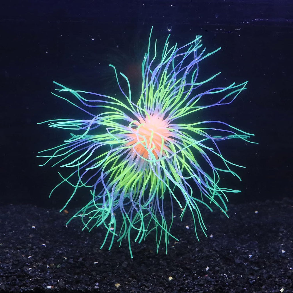 Soft Silica Gel Moves Naturally with Water Flow, Aquarium Decorations Glow in The Dark, Glowing Coral Ornaments for Fish Tank Decorations (Green, Fireworks)