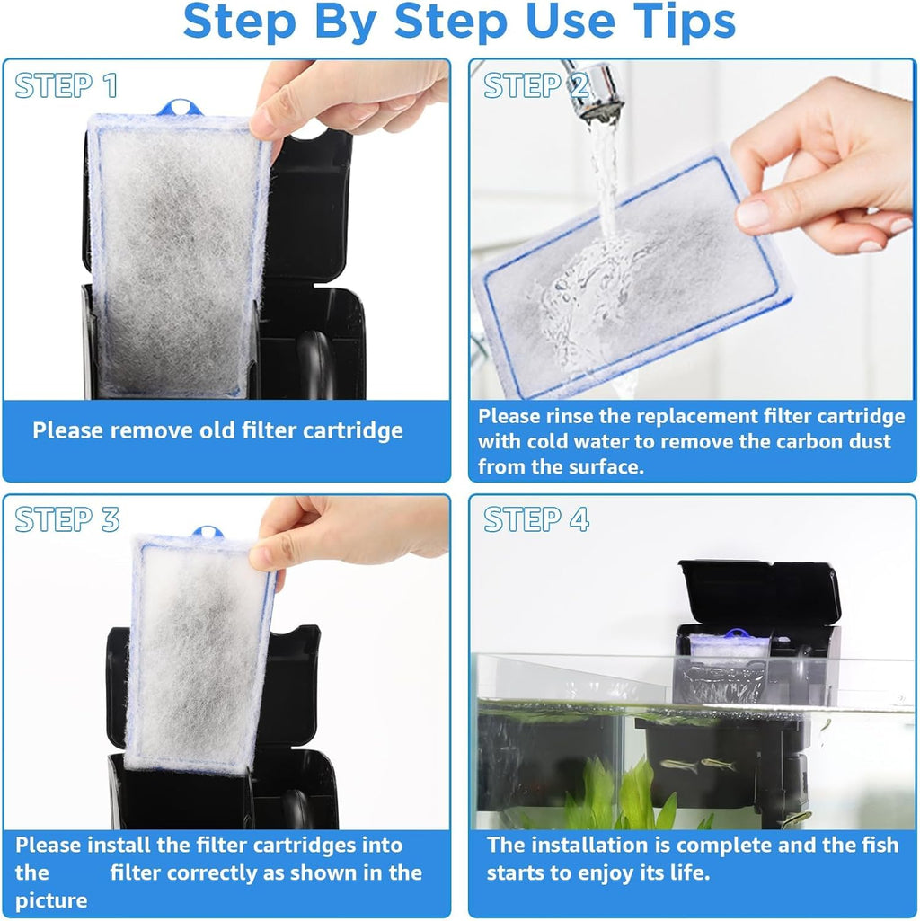 6 Count Assembled Large Filter Cartridges Compatible with Tetra Whisper Bio-Bag Filters 20i 40i IQ20/30/45/60 PF20/30/40/60, Large Replacement Filter Cartridges for Whisper Filters & Aquariums