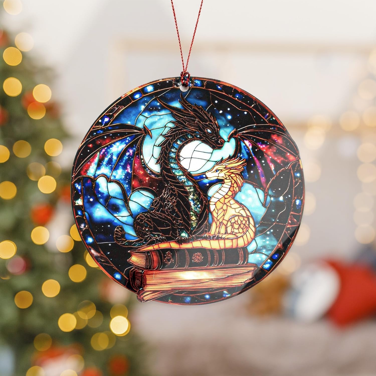 Book Dragon Christmas Ornaments 2025, Fantasy Book Lover Gifts, Gift for Book Lovers, Unique Dragon Gifts for Men & Women, Secret Santa Present, White Elephant Ornaments for Tree Lovers