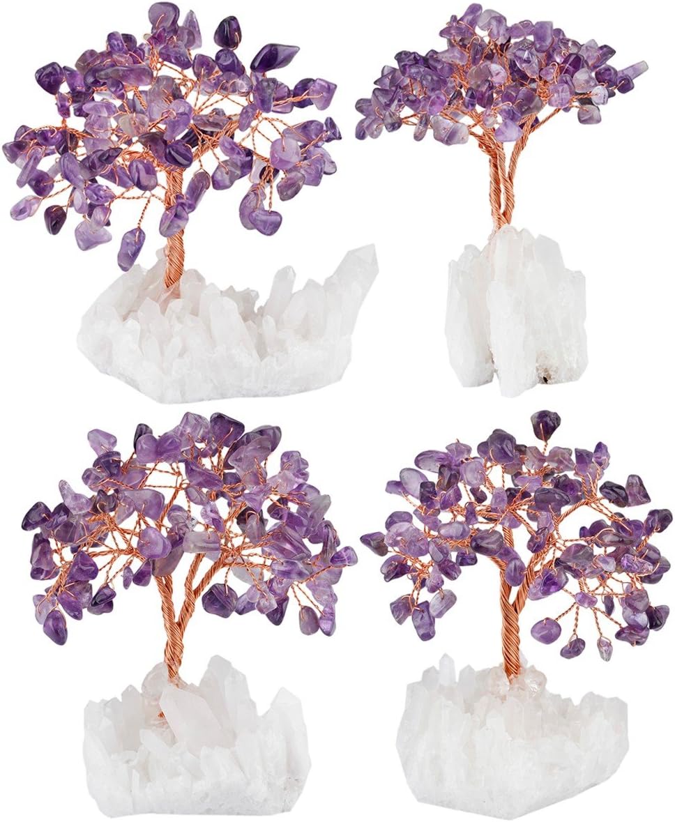 mookaitedecor Amethyst Crystal Tree, Quartz Cluster Rock Crystal Base Bonsai Money Tree for Wealth and Luck