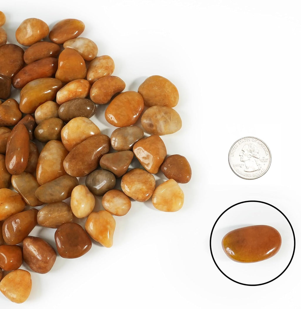 StoneCreek 12 LBS River Rocks, Large Size, Decorative Garden Stones for Plant Landscaping, Polished Gravel Filler Pebbles for Home Decoration, Vases, Succulents(Pale Yellow Pebbles)