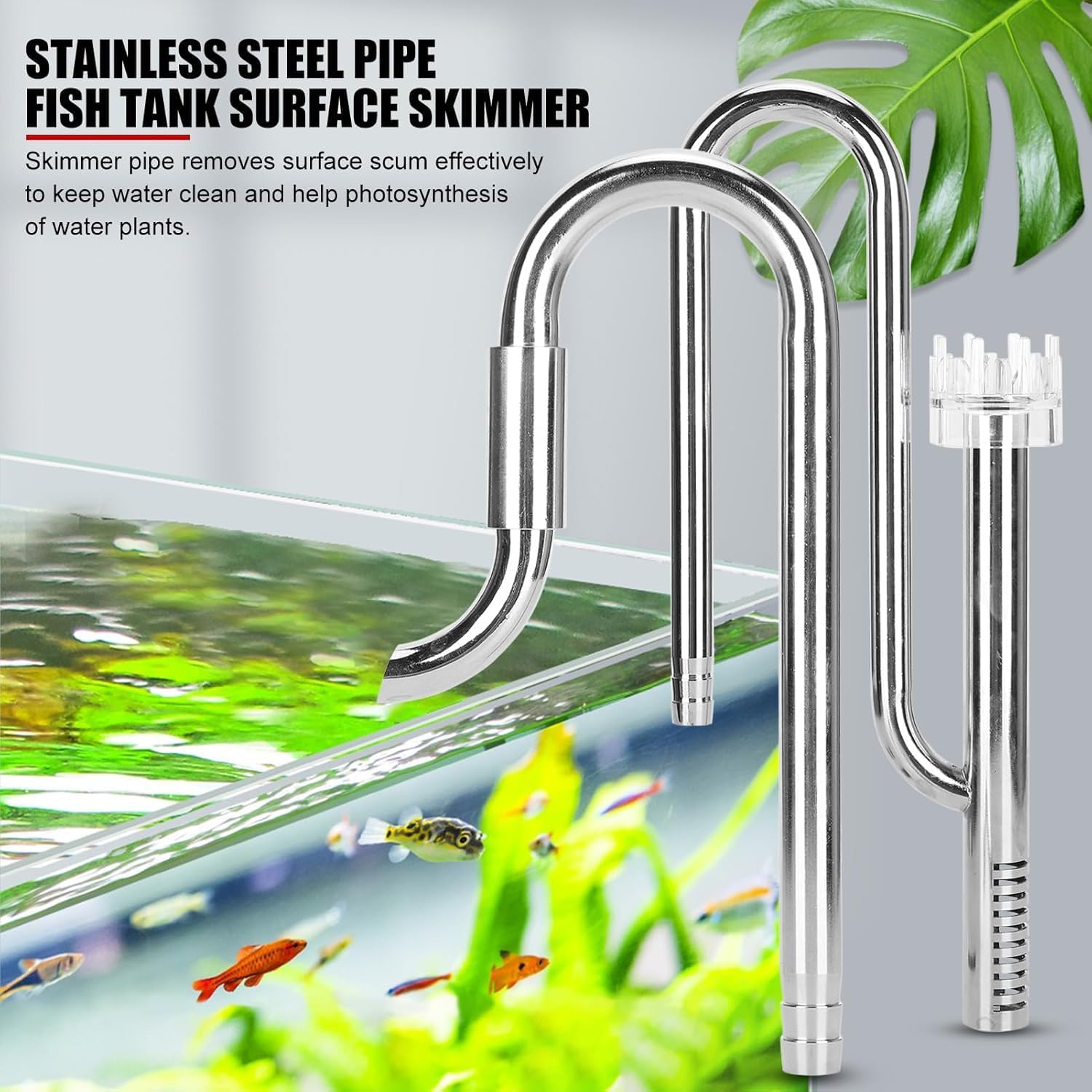 EVTSCAN Metal Lily Pipe Surface Skimmer Steel Stainless Inflow Outflow for Aquarium Planted Tank(12)