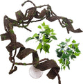 BNOSDM Reptile Jungle Vines with Leaves,Flexible Reptile Climbing Vines Branch,Chameleon Bendable Plants Tank Accessories,Pet Habitat Decor for Bearded Dragon,Snakes,Geckos,Lizards