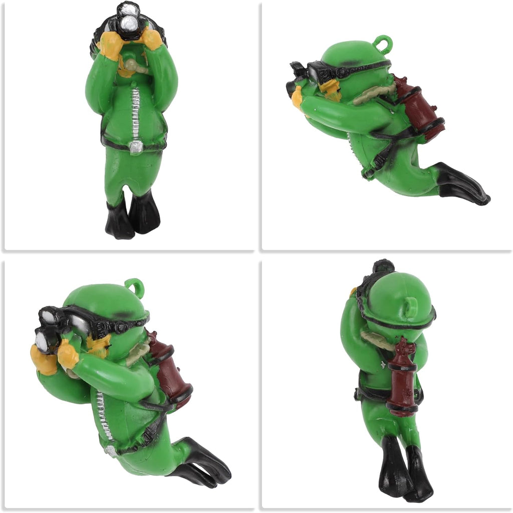 Diver Aquarium Decorations, Floating Diver Fish Tank Decorations, Floating Cartoon Diver Decor, Fun Floating Fish Decoration, PVC Diver Decor, Green, 1 Set