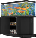 55–75 Gallon Fish Tank Stand with Cabinet Storage and Power Outlets (4 AC 2 USB), Modern Black Aquarium Stand with Moisture-Resistant Finish, MDF Frame, 880LBS Capacity