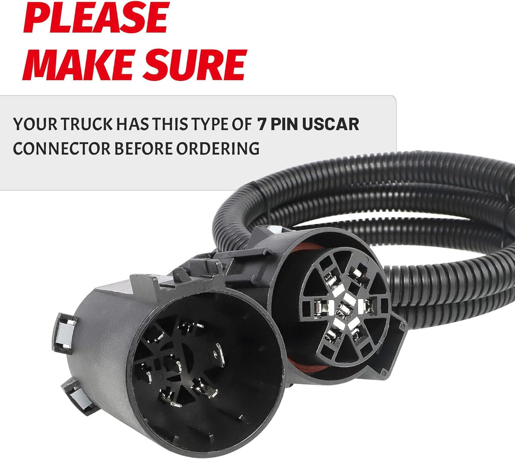 MECMO 55384 Replacement USCAR 7 Pin to 4 Pin Trailer Harness for Installing Tailgate Light Bar Adapter, USCAR 4-Pin Trailer Extension Wiring 41 Inches, for USCAR 7 Way & Factory Tow Package
