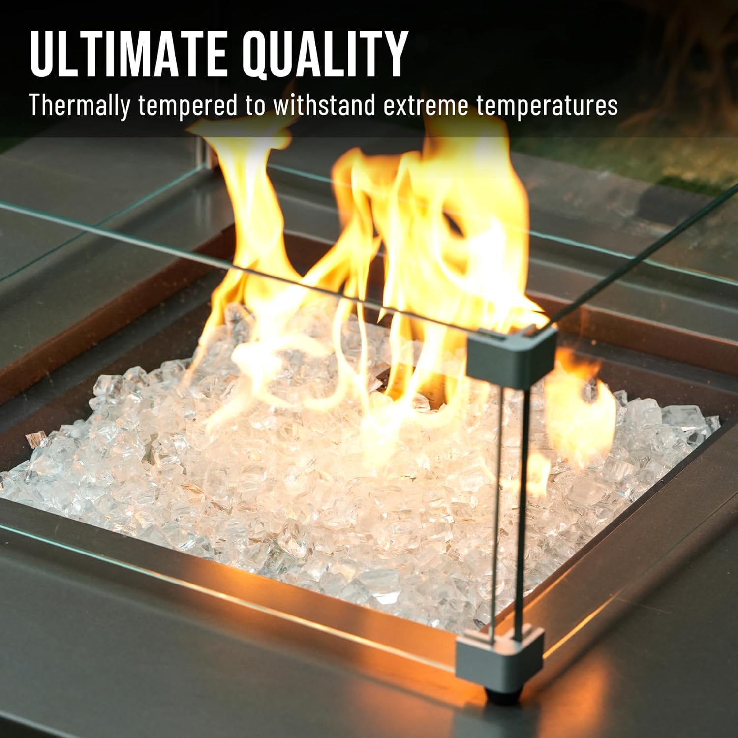 Skyflame High Luster 10-Pound Regular Fire Glass for Fire Pit Fireplace Garden Landscaping Platinum 1/2" Size