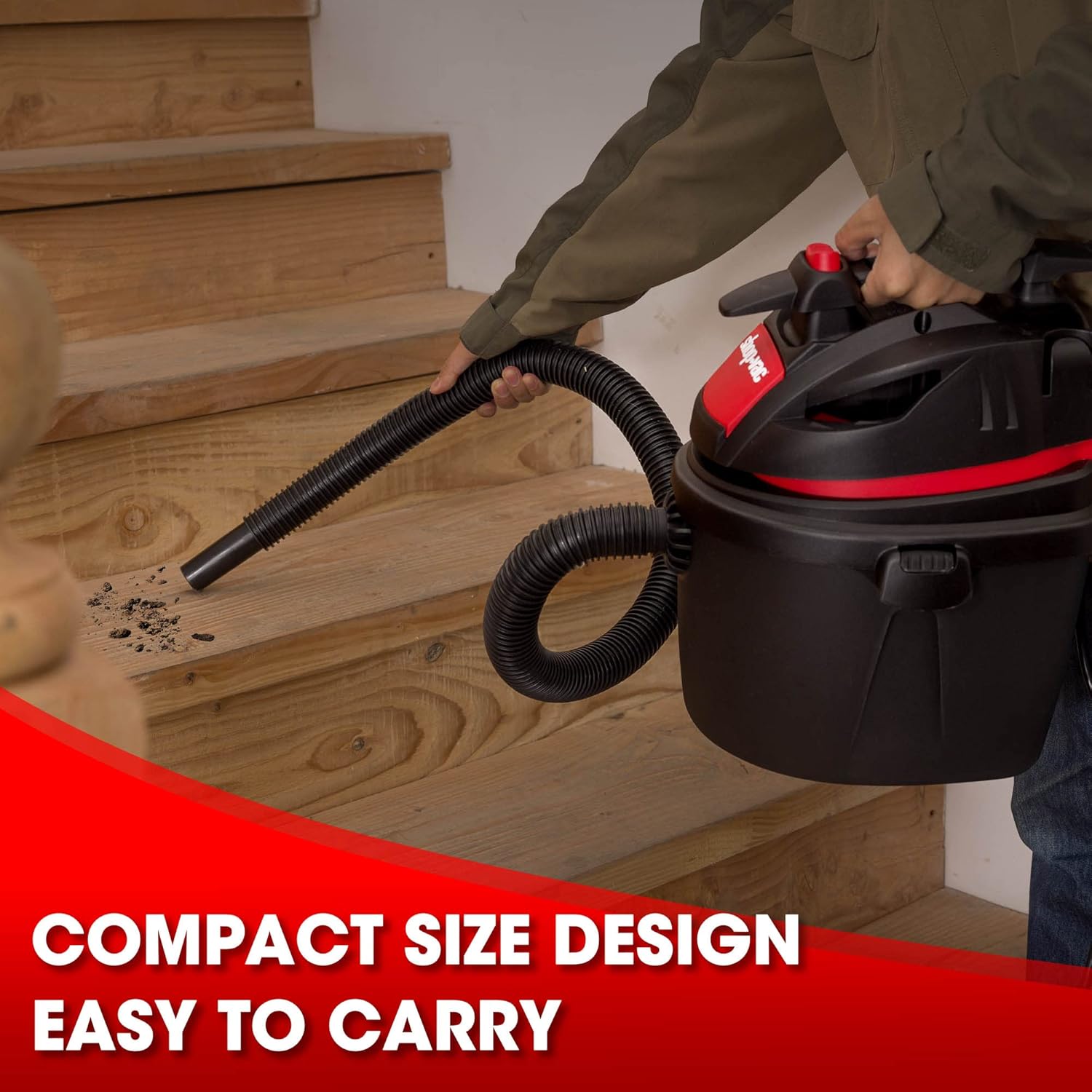 Shop-Vac 2.5 Gallon 2.5 Peak HP Wet/Dry Vacuum, Portable Compact Shop Vacuum with Wall Bracket & Multifunctional Attachments, 5760288