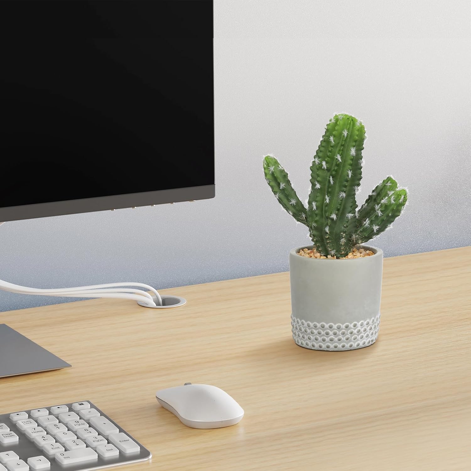 DILATATA 13' Small Fake Cactus Plant Potted 'San Pedro Cactus' Faux Cacti for Home Garden Office Decor Housewarming Gifts