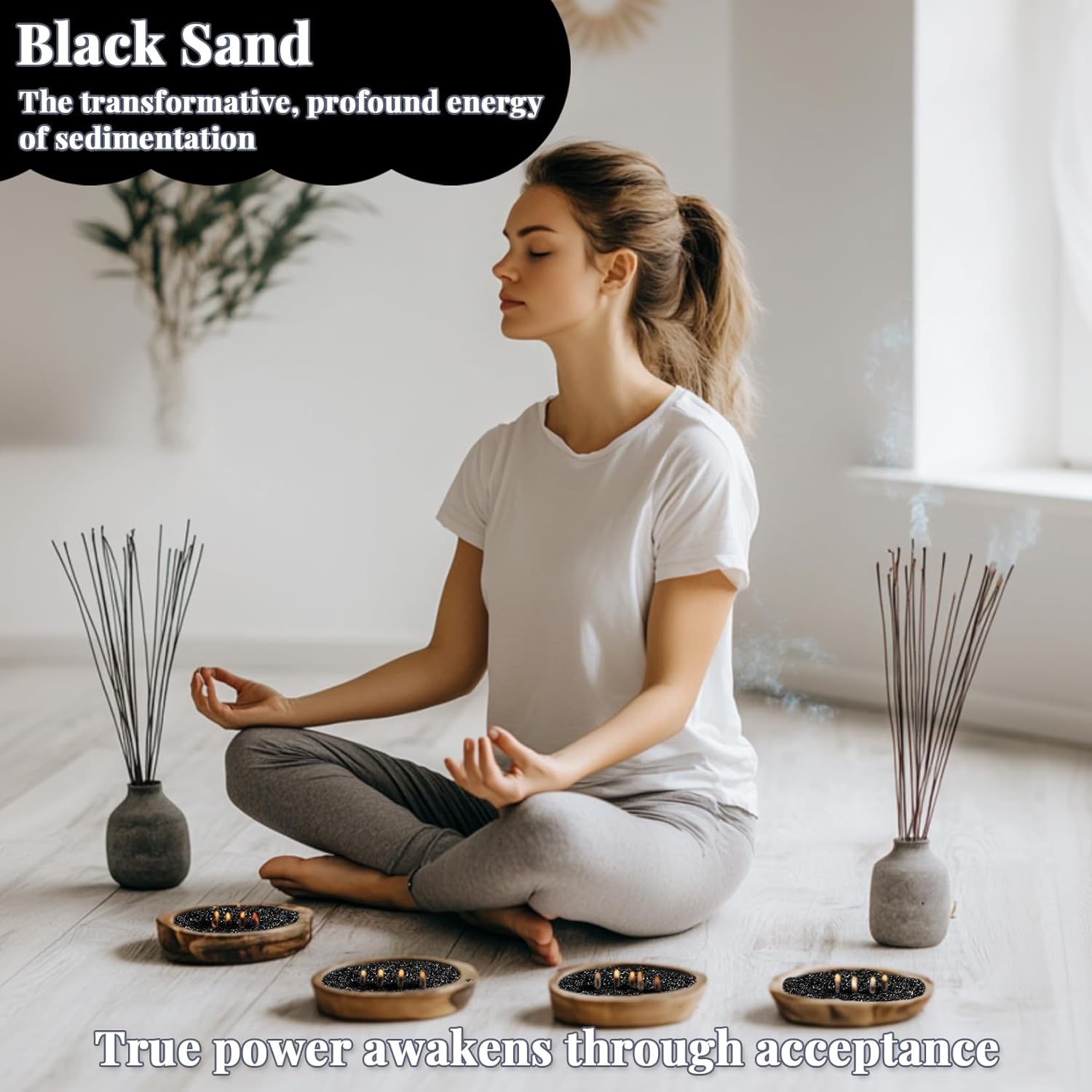 RAINFLOW 15 OZ Fine Balck Sand for Crafts - Colored Quartz Zen Garden Sand Decorative for Vases Filler, Wedding Unity Ceremony, Incense Burner, Ritual Incense,Eco Bottle