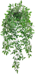 Fake Hanging Plant with Pot Small Artificial Potted Vine Plants 28.7-in Long Faux drooping Foliage Plants for Shelf Home Office Indoor Outdoor Garden Greenery Decor (Black Pot)