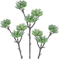 Woration 3PCS Artificial Succulents Branch Fake Plants Unpotted 3-Heads Flocked Succulent Faux Greenery Decor for DIY Basket Planter Centerpiece Floral Arrangement