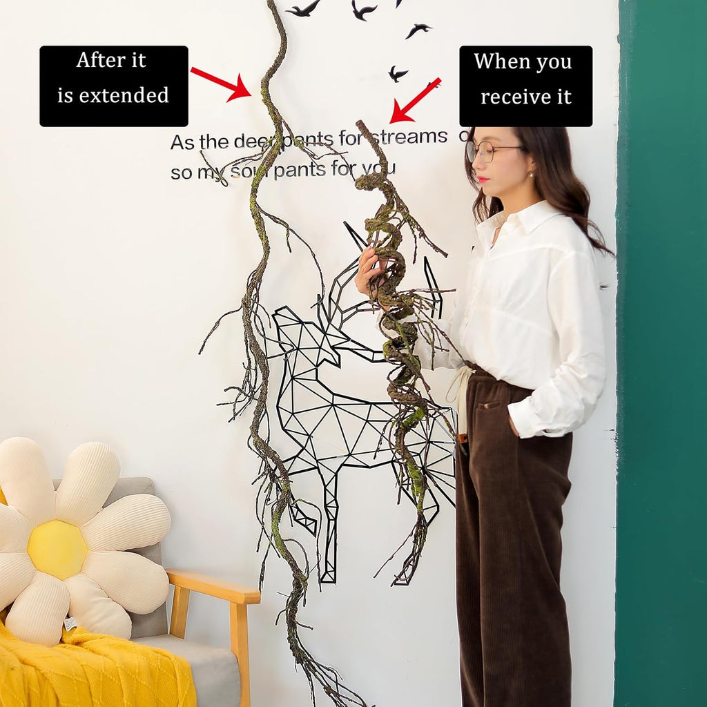 180cm/70.86in Bendable Artificial Tree Branches Vines Greenery Garland Rattan Fake Plants Twigs for Wall Hanging Moss Room Outdoor Wedding Archway Patio Jungle Christmas Front Door Mantel Decoration