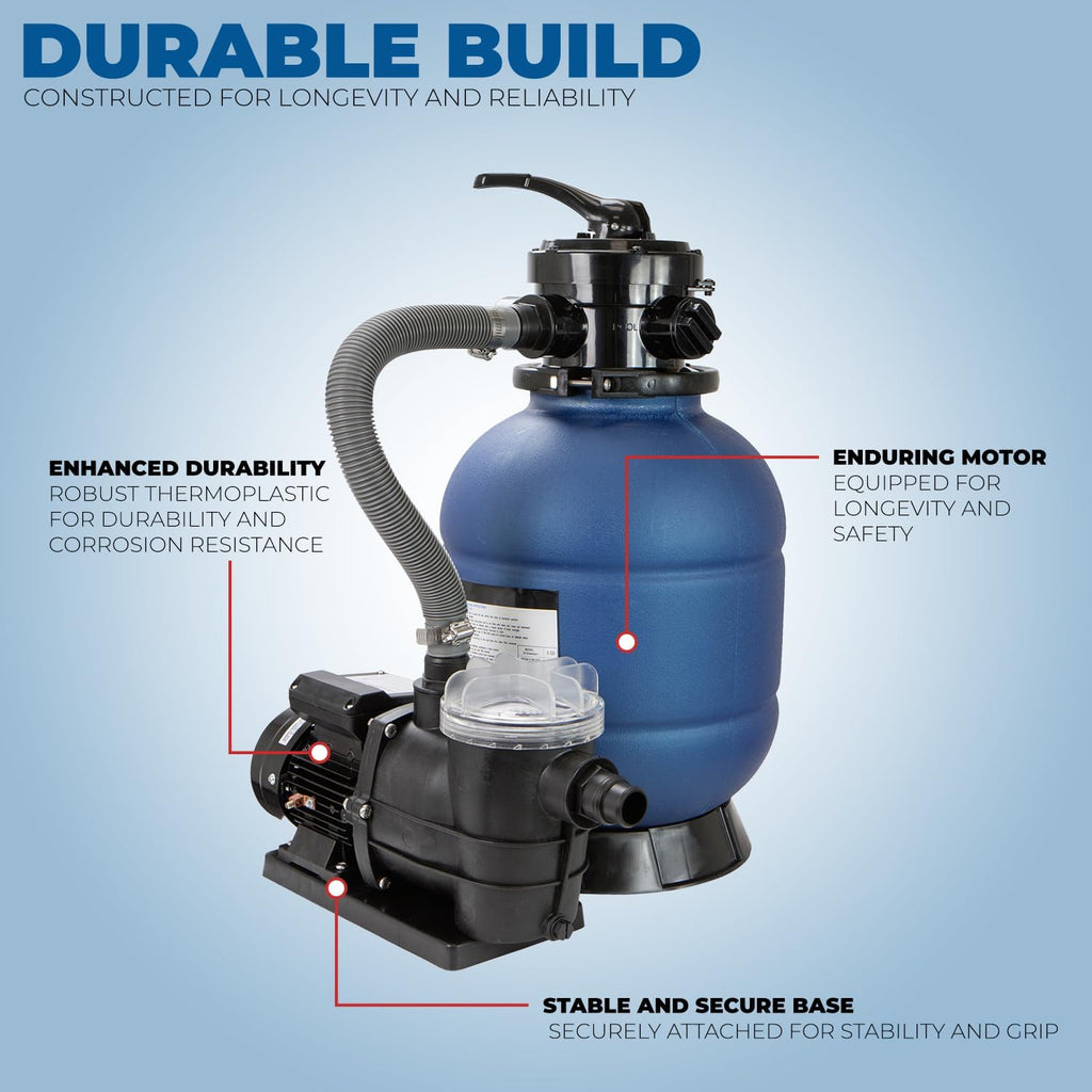 XtremepowerUS 13" Sand Filter 0.75 HP Pool Pump 4 Way Valve for Above Ground Pool Set with Stand Up To 10,000 Gallons, 2400GPH 1-1/4"NPT