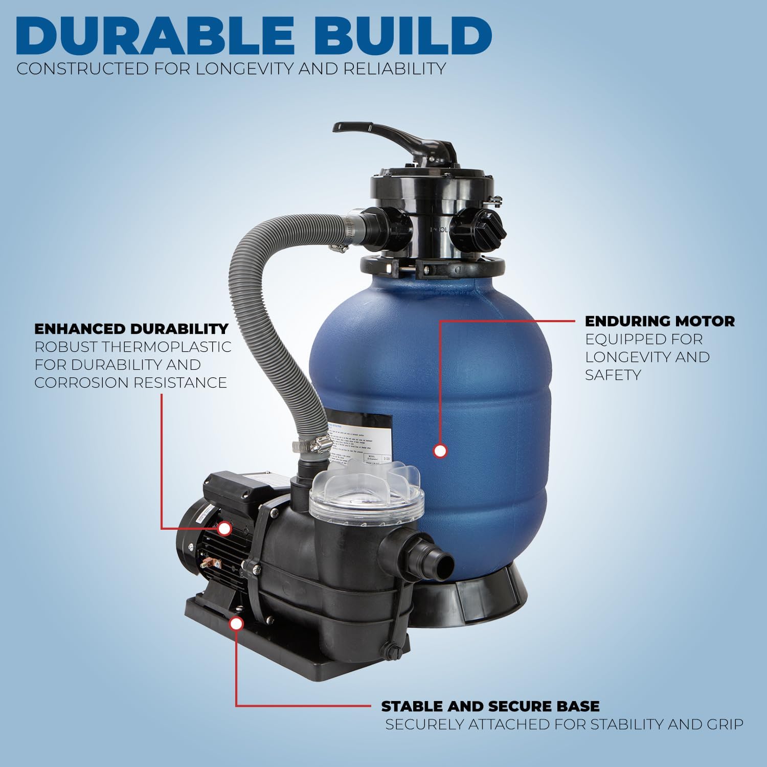 XtremepowerUS 13" Sand Filter 0.75 HP Pool Pump 4 Way Valve for Above Ground Pool Set with Stand Up To 10,000 Gallons, 2400GPH 1-1/4"NPT